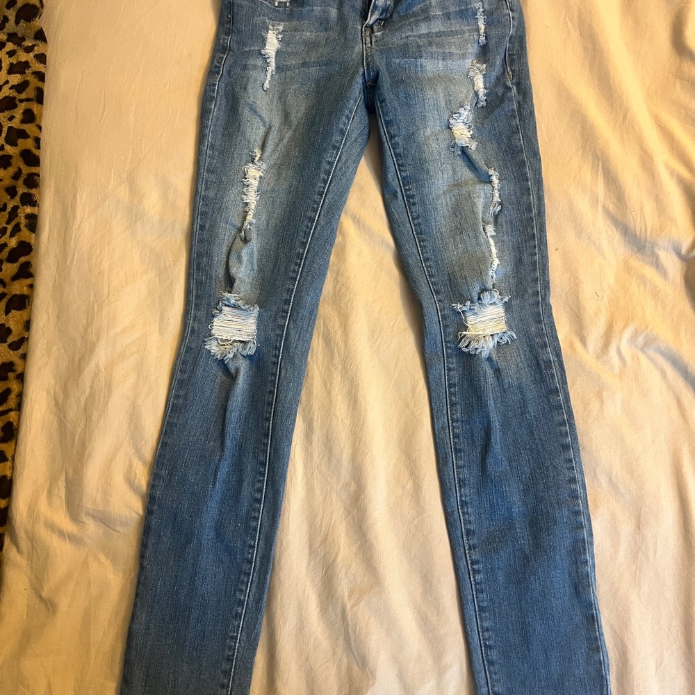 Classic Blue Distressed Skinny Jeans